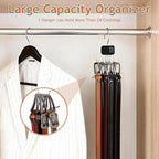 3 Pack Belt Hanger for Closet Organizer, 2026 Upgraded Tie Hangers for Space Saving & Storage, 360° Rotatable & Foldable Hooks, Large Capacity Rack for Tank Top, Bra, Purse (Black)