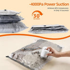 12 Pack Space Saver Bags with Rechargeable Electric Pump, Vacuum Storage Bags for Travel & Home, Compression Bags for Luggage, Clothes, Bedding & Blankets, Cabin-Size Vacuum Sealer Bags