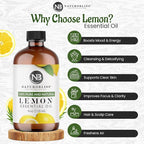 NaturoBliss 100% Pure Lemon Essential Oil Therapeutic Grade Premium Quality (4 fl. oz) with Glass Dropper, Perfect for Aromatherapy