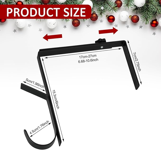 Blulu 2 Pcs Headstone Wreath Hanger Adjustable 6"- 11" Cemetery Tombstone Wreath Holder Black Stands Hook for Christmas Outdoor Grave Marker Cemetery Gravestone Flowers Decorations