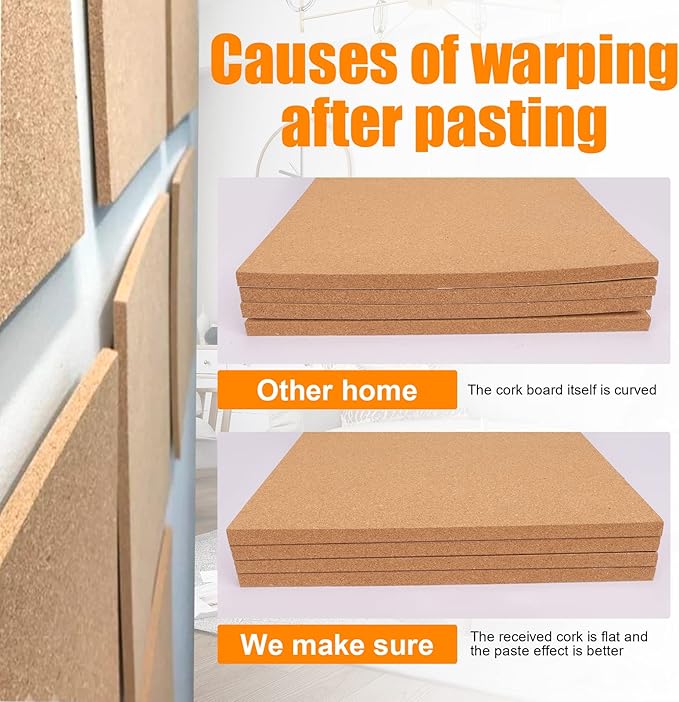 Cork Board Tiles 12"x12" - 1/2" Thick - 8 Pack Cork Tiles - Bulletin Board - Mini Wall (8pack) (8pack 30.5 * 30.5 * 1.2)