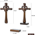 DAICAT - Hand-carved Wooden Cross Wall Decor, 10 Inch Tall Larger Cross for Home Decor, Cross Decor for Wall, Hand made Wood Crosses Wall and Table, Wedding Gifts for Couple (No 5)