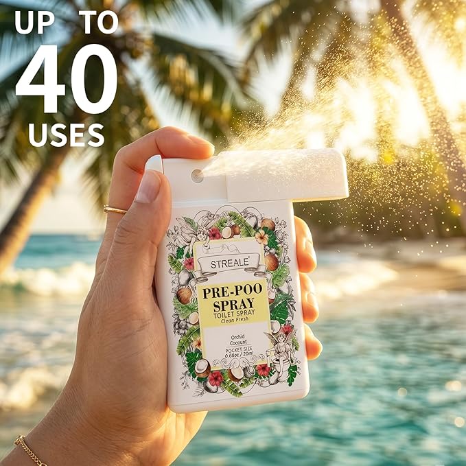 Travel Size Toilet Spray 6-Pack, Travel Essentials Toiletries, Pocket Size Pre-Poo Spray, Bathroom Odor Deodorizer, Up to 240 Uses, 6 Refreshing Scents