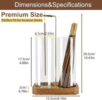 Incense Holder,Wooden Incense Holder for Sticks with 20 Incense Sticks, Anti-ash Incense Burner with Glass Ash Catcher, Wood Incense Holder 20 Stick (2 Glass Rectangle Base)