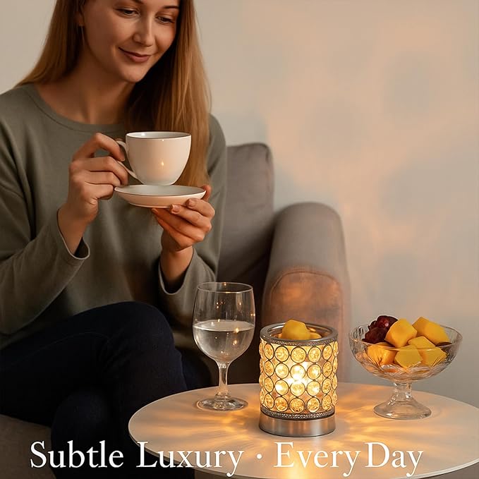 Leyoue Electric Crystal Wax Melt Warmer - Bulb Heating, Elegant Crystal Design, Quickly Melts Wax Blocks, Releases Long-Lasting Fragrance, Perfect Candle Wax Burner and Wax Warmer for Home Decor