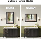 Black Bathroom Mirror for Over Sink, 22x30Inch Thick Anti-Rust Metal Frame, Rectangle Decorative Wall Mirror with HD Tempered Glass Horizontal or Vertical Mount for Vanity, Bedroom, Living Room