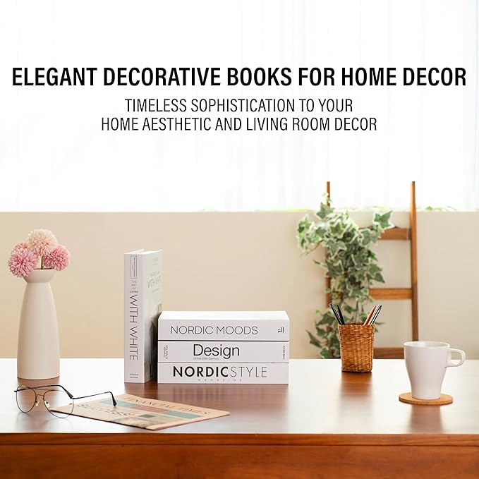PROBENEX Mono Large | 4 PCS Faux Decorative Books for Home Decor | Not Real Books (Cardboard Boxes) | Coffee Table, Shelf Styling & Modern Aesthetic Accent Pieces for Living Room, Office