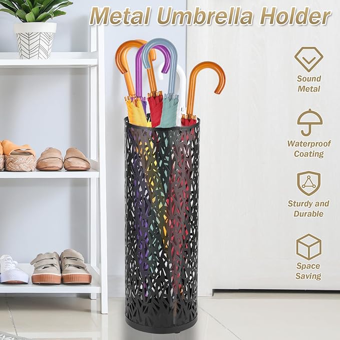 Umbrella Holder Rack - Metal Freestanding Umbrella Stand for Entryway, Canes & Walking Sticks
