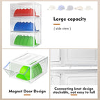 YKLSLH Hat Organizer Box, 6 Boxes for 40 Pack Hats, Upgrade Harder Solid Plastic Hat Organizer for Baseball Caps, Clear Hat Storage with Magnetic Door, Hat Rack Holder Case, White