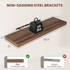 Vivelove Farmhouse Floating Shelves for Wall 12 Inch Deep, 36" X 12" X 2" Floating Shelf, 2 Inch Thick Shelf for Living Room Bathroom Bedroom Kitchen, Rustic Farmhouse Decor Set of 2, Walnut