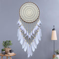 Large White Dream Catcher, Handmade Big Dream Catchers for Bedroom Wall Hanging Wedding Party Decor with a Greeting Card Gift (11.8 Inches in Diameter)