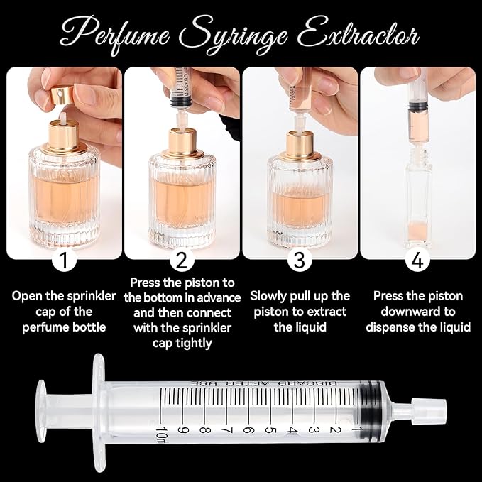 25pcs Perfume Refill Tool Kit,Plastic Perfume Dispenser Transfer Tools,Travel Refill Tool Set for Liquid Cologne Fragrance Sample Essential Oils (Clear, 10ml/25pcs)