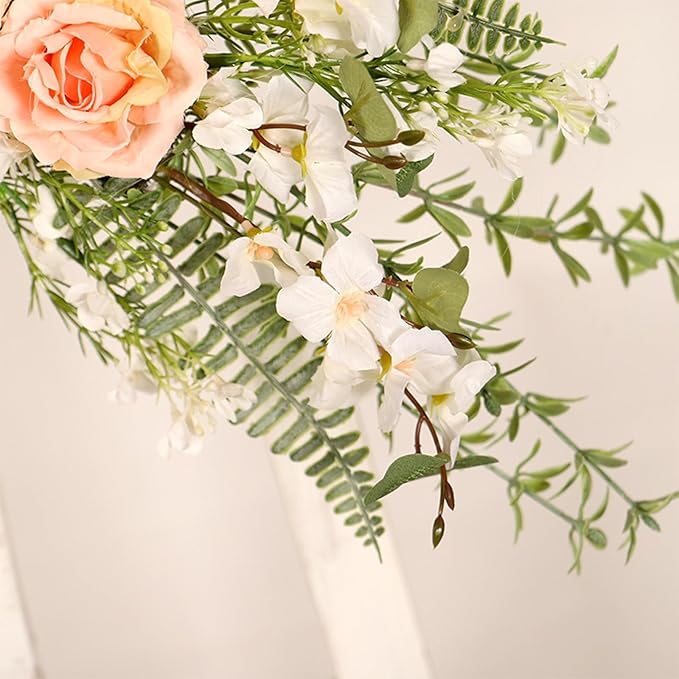 Faux Various Flowers Swag, Realistic Artificial Peony Floral Swag Hanging Arrangement for Home, Wedding, Party, Indoor Outdoor Arch Decor
