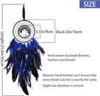 Dreamlike Deep Blue Tree of Life Dream Catcher Wall Decor with Healing Crystal Stone Handmade Feather Dream Catchers Decoration Wall Hanging for Girls Bedroom Living Room Wedding Party Home Décor