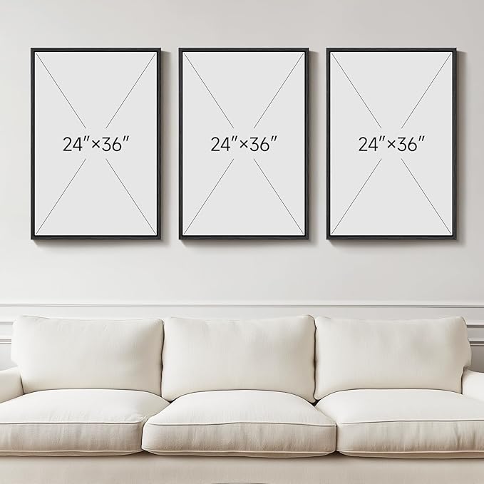 Large 3D Textured Framed Abstract Wall Art for Living Room, 3 Piece Modern Paintings Artwork for Walls, Black White Brown Geometric Sandstone Texture Pictures for Hallway Office Home Decor 24x36 In