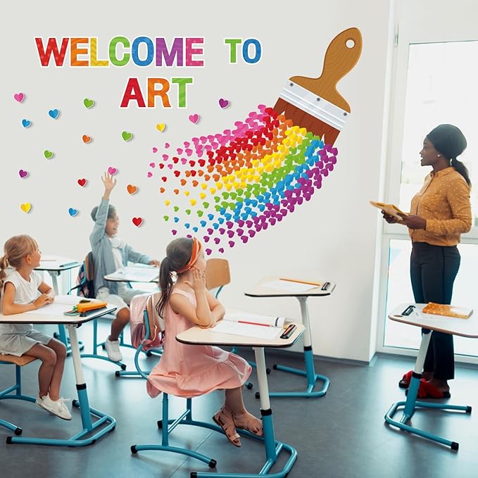 Epakh Welcome to Art Bulletin Board Set Welcome to Art DIY Classroom Decorations 3D Paper Cutouts for Back to School Preschool Elementary Summer Window Chalkboards Wall Door Decor