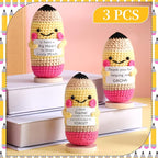 Wavwavw 3 Pack Teacher Appreciation Gift Positive Flower Handmade Crochet Doll Thank You for Helping Me Grow Gifts Back to School Gifts for Women Teacher(Pencil)