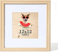 12x12 Picture Frame Natural,12 x 12 Frame with Mat for 8x 8,Rustic Wooden Frame 12x12 with Real Glass,Square 12 by 12 Frame Collage Gallery Frames Wall,Perfect Décor Gifts