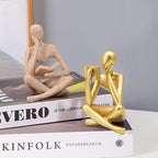 Jinkoozz Gold Reading Women Statue, Thinker Sculptures, Abstract Art Ornament, Modern Aesthetic Figurine Decoration, Suitable for Home Living Room Bedroom Office Shelf Table Desk Bookshelf Decor