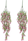 2 Pcs Artificial Lavender Teardrop Rattan, Spring Summer Front Door Hanging Floral Swags for Wall Basket Filler, Garden Home Easter Decoration-28.7in(Rose Red)