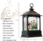 Christmas Snow Globe Swirling Glittering Santa Flying with Reindeer Scene with Timer & Music, Lighted Water Lantern USB Lined/Battery Operated for Christmas Festival Decoration Gifts