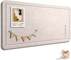 Large Bulletin Board, 35 X 17 Inches Felt Cork Board with 40 Pushpins, Foldable Felt Notice Pin Board Photo Display Board with Self-Adhesive Tape for Office Home School (Oatmeal, 35x17 inch)
