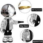 Dosker Astronaut Statues with Candy Dish & Key Dish,Spaceman Sculpture Polyresin Arts Gifts,Figurine Ornament Room Decor for Men,Tabletop Decoration for Living Room, Office, Entryway(Silver)