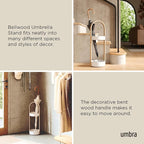Umbra Bellwood Umbrella Stand, Space-Saving Umbrella Stand, Great for the Front Door/Entryway, White Natural