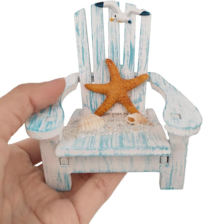 2 Pack Wooden Handmade Mini Chair Box Beach Decor Nautical Theme Decoration for Home Office Desk (Sailboat)