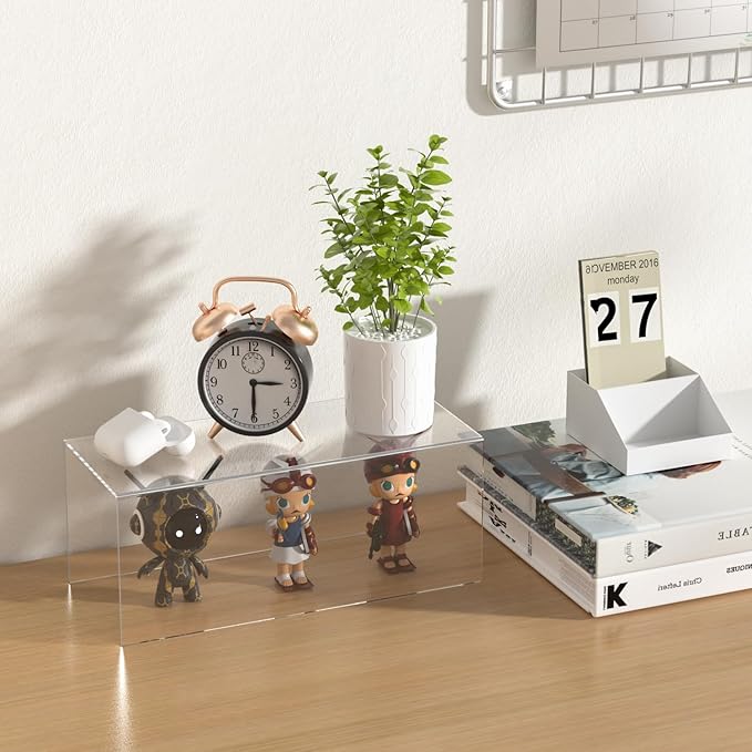 Sezanrpt Square Acrylic Display Risers 3pcs, Clear Showcase Shelves for Collectibles, Funko Pop Figures, Perfumes, Cupcake, Candy Dessert - 3''x4''x5''