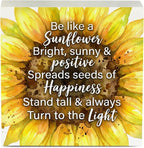 Sunflower Decorations Sunflower Desk Accessories Inspirational Desk Decor Summer Decorations Wooden Box Sign for Home Office Farmhouse Table Shelf