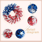 idyllic 4th of July Wreath 22 inch, Patriotic Wreath for Front Door, Red White Blue Leaves Metal Stars Independence Day, Memorial Day Americana Decor