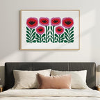 Framed Floral Wall Art for Bedroom, Large Pink Flower Canvas Artwork for Living Room Walls, Minimalist Botanical Picture Print for Nursery Playroom Dining Room Kitchen Hallway Wall Decor, 24x36 Inch