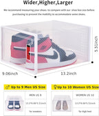 Large Shoe Storage Boxes Organizers Clear Plastic Stackable 12 Pack Fit Size 9, Shoe Rack & Holder Substitute, Sneaker Containers, Toy Storage Organizer Bins for Entryway, Closet, Under Bed