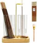 Incense Holder, 2 in 1 Wooden Incense Holder for Sticks with 20 Incense Sticks, Anti-ash Incense Burner with Glass Ash Catcher, Wood Incense Holder 20 Stick (2 in 1 Square)