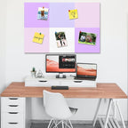 Square Felt Cork Bulletin Board Tiles, Self Adhesive DIY Felt Pin Board for Wall 30" x 20" with 35 Pushpins for Office School Home Wall Decor Stickers Memos Photos Display (Purple+Pink)