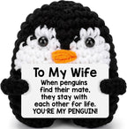 Belatelove Birthday Gifts for Mother from Husband Daughter Son, Handmade Crochet Mini Funny Penguin, Romantic Wedding Anniversary Valentine Gift for Women, Small Cute Love Sign Decor Easter