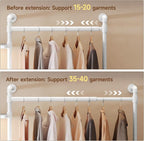 T3 Closet System with Stepless Dimmable LED Light, Industrial Pipe Clothing Rack with 4 Drawers, 6 Wooden Shelves & 4 Telescopic Rods, Heavy Duty Closet Organizers in Wardrobe Closet (White)