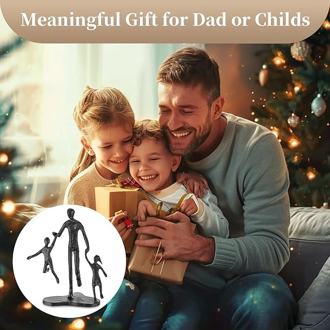Sziqiqi Dad Birthday Gifts for Father - Dad Daughter Son Iron Statue Father Childs Love Sculpture Decoration for Fathers Day Wedding Christmas Figurine Memorial Gifts for Son Husband