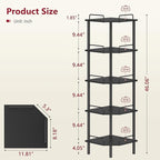 Tajsoon Corner Shelf Stand, 5 Tier Industrial Corner Shelves, Multipurpose Standing Display Shelf, Corner Shelving Unit for Bedroom, Living Room, Office, Kitchen, Black