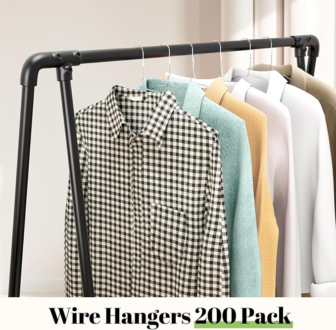 Wire Metal Clothes Hangers Bulk 200 Pack, 16 Inch 12 Gauge Standard Size, Slim Space Saving for Coat Suits Shirts Pants Skirts, Non Slip, Silver