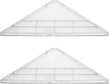 evron Corner Mounting Shelf Set of 2 – Easy to Install Floating Wall Shelves with Wood Grain Finish, Durable and Waterproof ABS Plastic for Kitchen, Bathroom, Living Room Home Décor (Clear)
