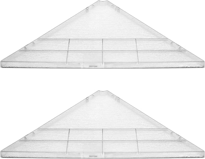 evron Corner Mounting Shelf Set of 2 – Easy to Install Floating Wall Shelves with Wood Grain Finish, Durable and Waterproof ABS Plastic for Kitchen, Bathroom, Living Room Home Décor (Clear)
