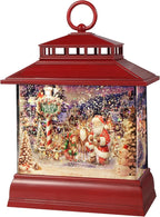 Christmas Snow Globe Lantern Water Glittering Lantern with 8 Songs & 6H Timer Romote Control Christmas Snow Globes USB & Battery Operated for Christmas Festival Decorations Gifts (Santa and Reindeer)