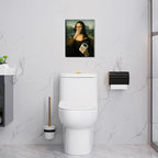 Funny Mona Lisa Canvas Wall Art for Bathroom Decor, Vintage Humor Amusing Toilet Art, Mona Lisa Classical Painting Picture, Whimsical Poster Print Bathroom Wall Decor for Home Decoration 12x16 inch