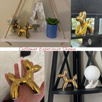 Notakia Cute Ceramics Balloon Dog Statue Crafts Gold Living Room Desktop Decorations,Handmade Modern Small Ceramic Animal Statue Ornament Gold Home Decor Accents