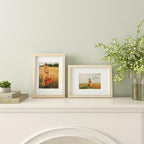 Egofine A4 Picture Frames Set of 4, Made of Solid Wood Covered by Plexiglass 5x7 and 6x8 with Mat or A4 without Mat, for Table Top Display and Wall Mounting Photo Frame Oak Wood