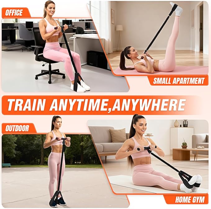 Pedal Resistance Bands with Handles, Upgrade Women Exercise Bands for Full Body Training, Core, ABS, Legs, Glutes, Arms, Pilates, Physical Therapy, Strength, Sit Up Equipment for Home Workout