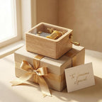 Hand Crank Wooden Music Box - Beech Wood with Clear PVC Window, Premium Golden Movement, Mini Size 6x4.5x3cm, 80g - Ideal Gift for Loved Ones (Contemporary, You are My Sunshine)