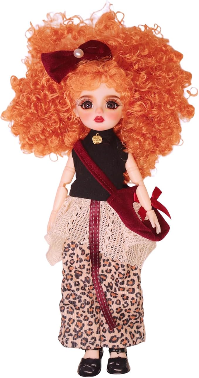 Original 1/6 Scale Anime Doll with Hand-Painted Face, Unique Cute Collectible Ball-Jointed Doll with Removable Outfit, 30cm Art Figure for Christmas & Birthday Gifts (Ruby)